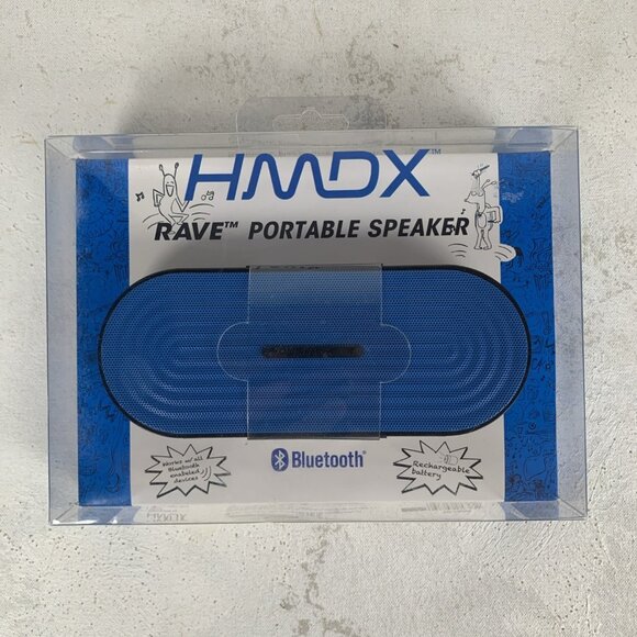 HMDX rave Portable rechargeable Bluetooth Speaker NWT Blue - Picture 1 of 2